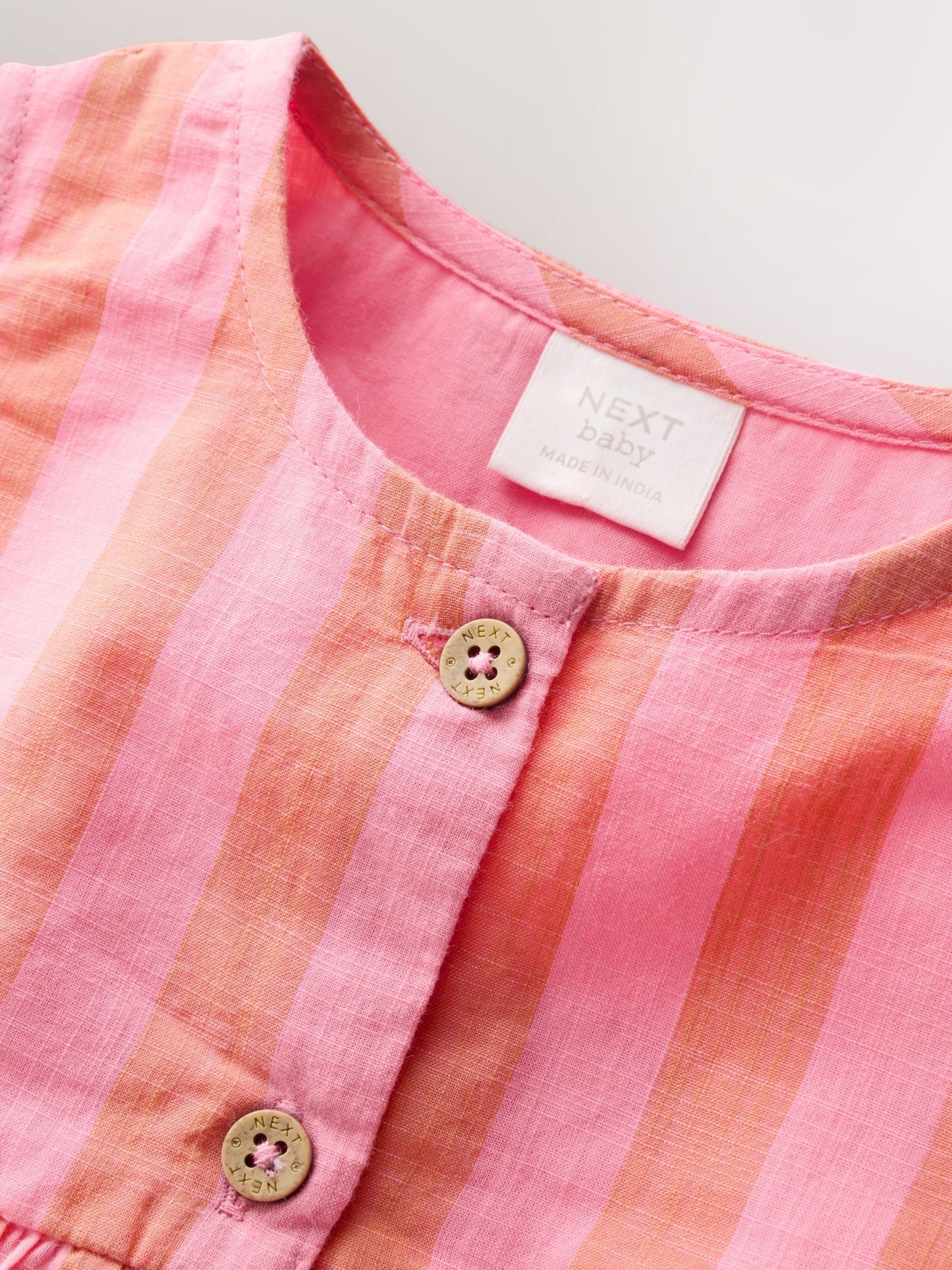 Pink Stripe Woven Baby Dress With Intergrated Bodysuit (0mths-2yrs) image 4