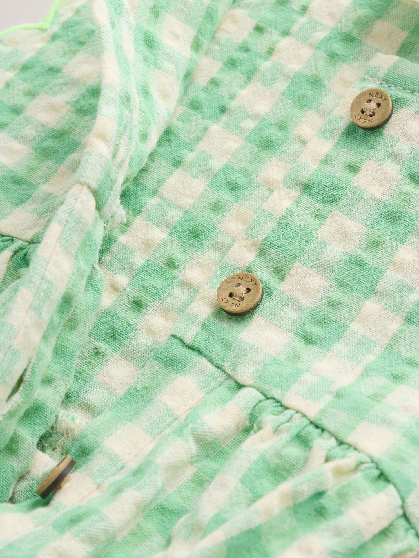 Green Gingham Woven Baby Dress With Intergrated Bodysuit (0mths-2yrs) image 6