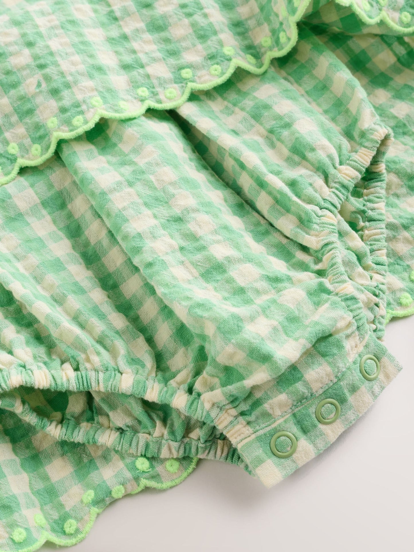 Green Gingham Woven Baby Dress With Intergrated Bodysuit (0mths-2yrs) image 7