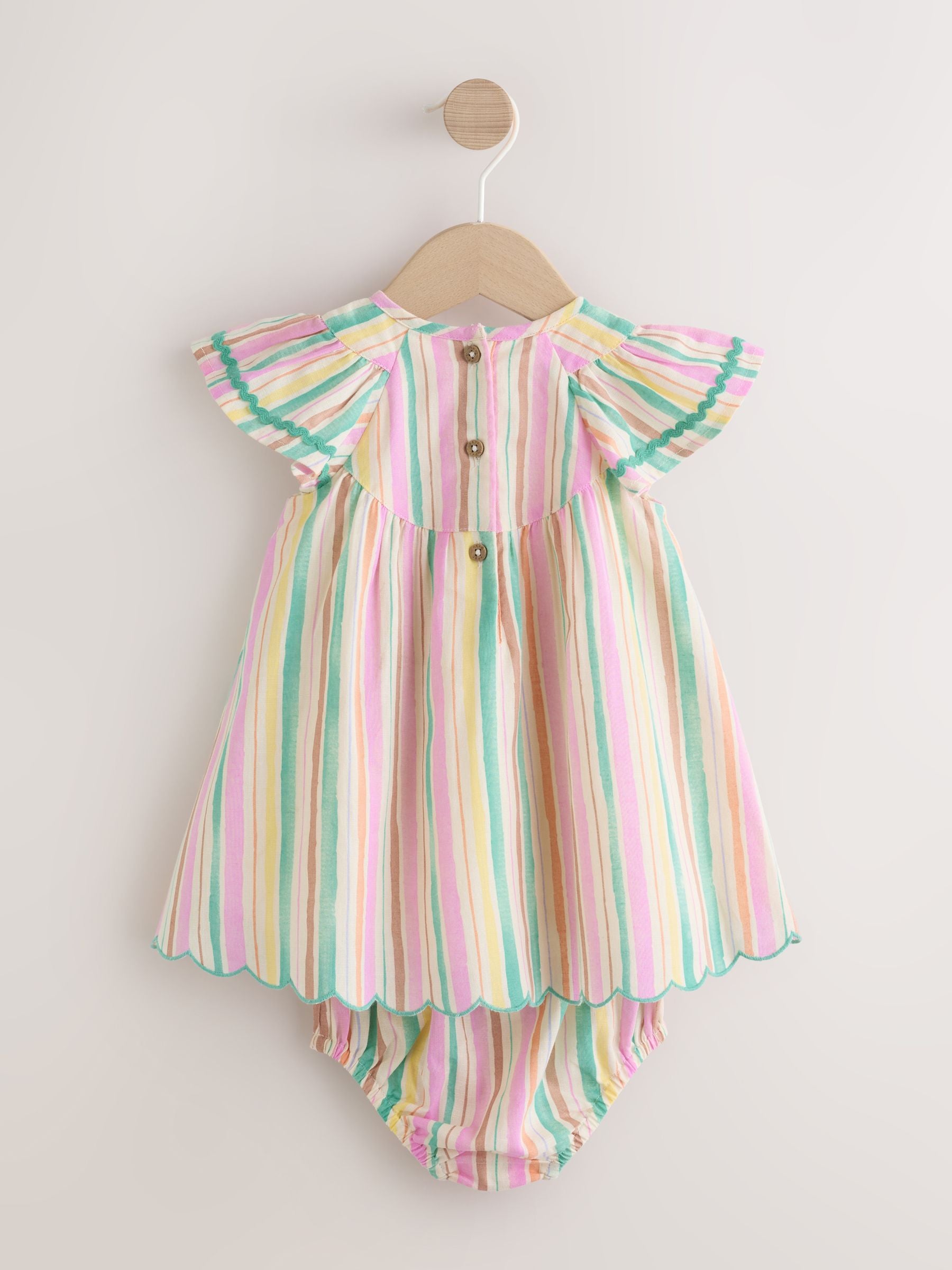 Multi Stripe Woven Baby Dress And Knickers 2 Piece Set (0mths-2yrs) image 3