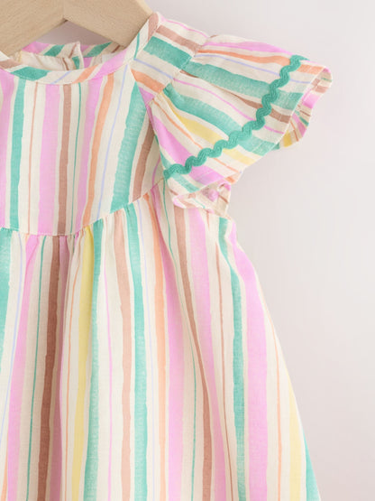 Multi Stripe Woven Baby Dress And Knickers 2 Piece Set (0mths-2yrs) image 4