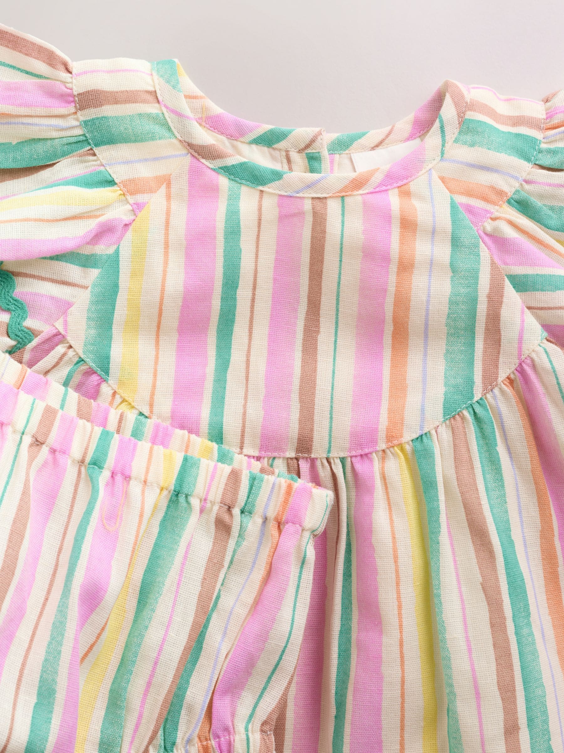 Multi Stripe Woven Baby Dress And Knickers 2 Piece Set (0mths-2yrs) image 5