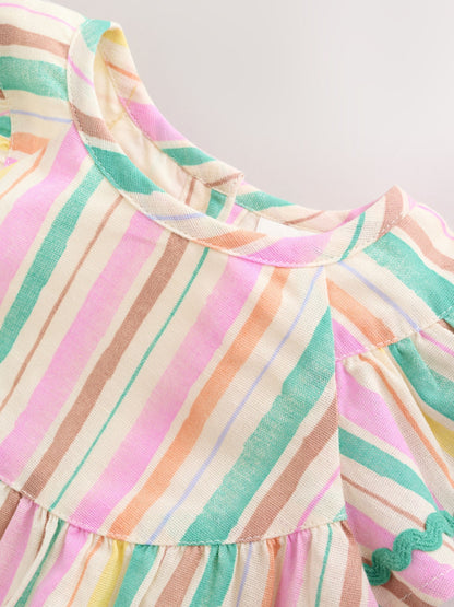 Multi Stripe Woven Baby Dress And Knickers 2 Piece Set (0mths-2yrs) image 6
