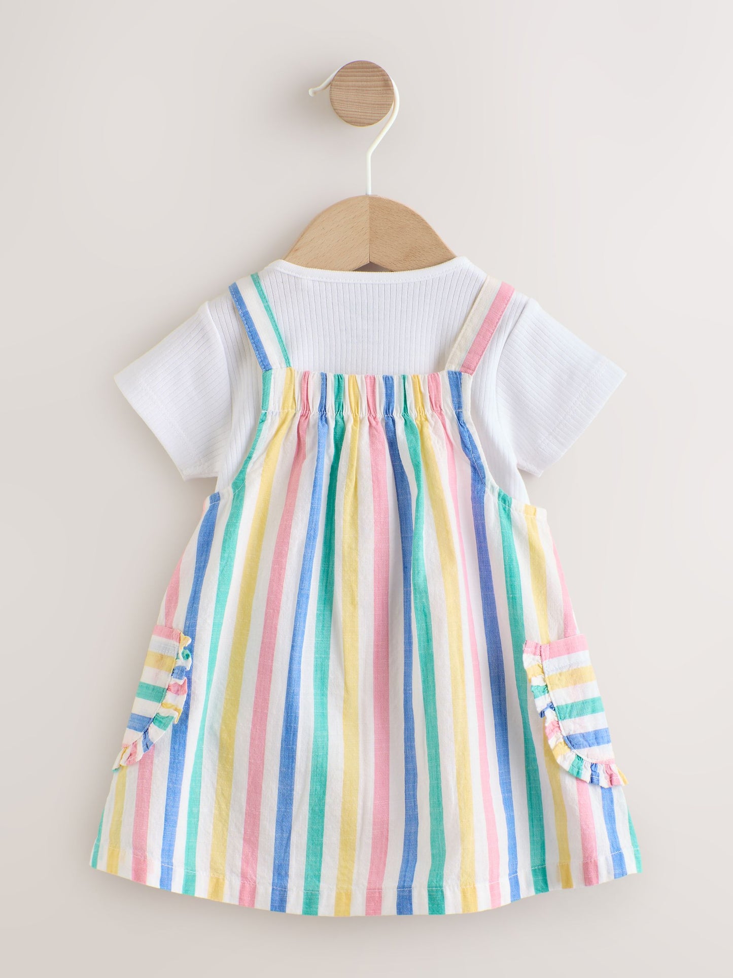 Multi Stripe Baby Pinafore And Short Sleeve Bodysuit 2 Piece Set (0mths-2yrs) image 3