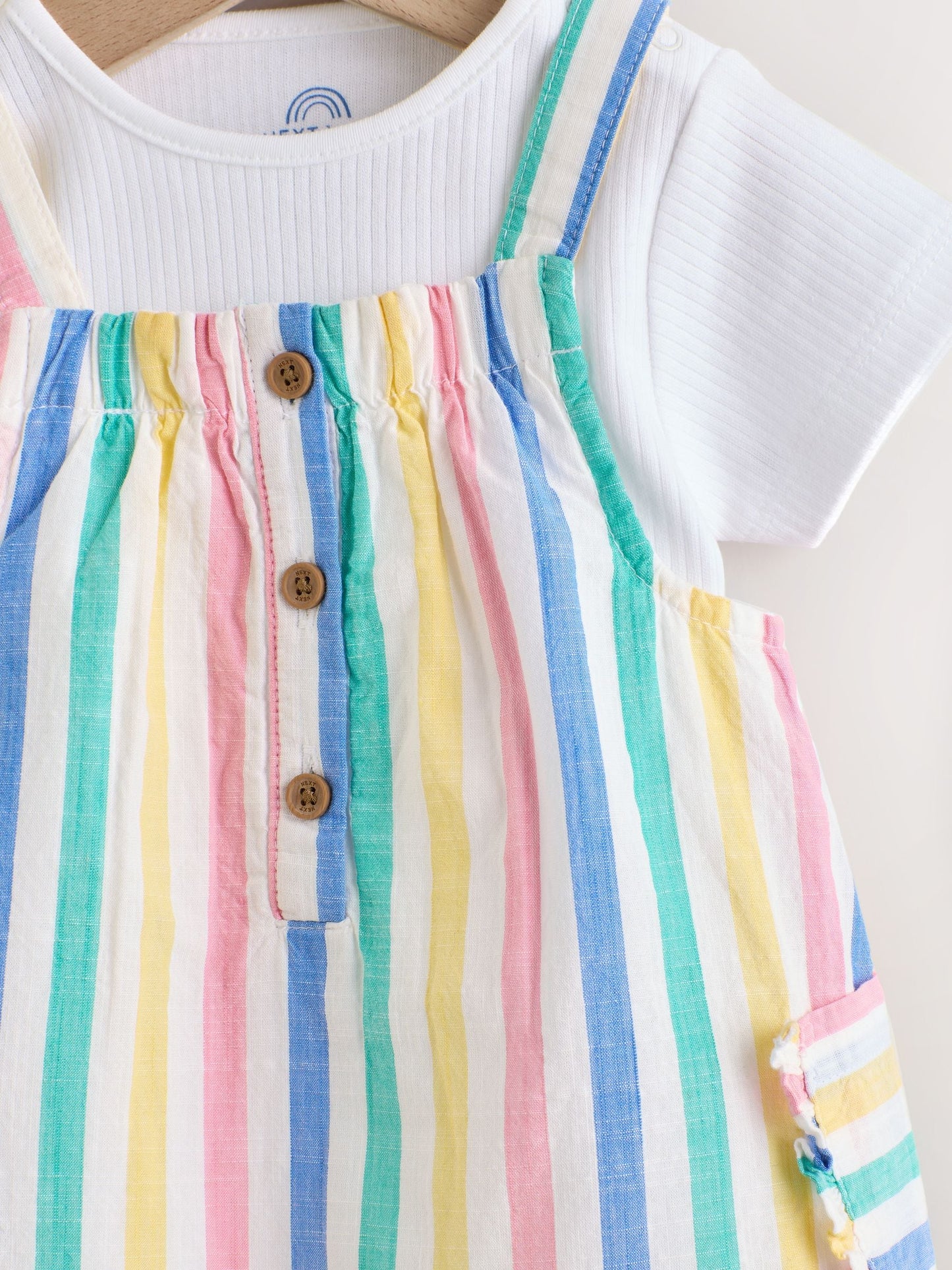 Multi Stripe Baby Pinafore And Short Sleeve Bodysuit 2 Piece Set (0mths-2yrs) image 4