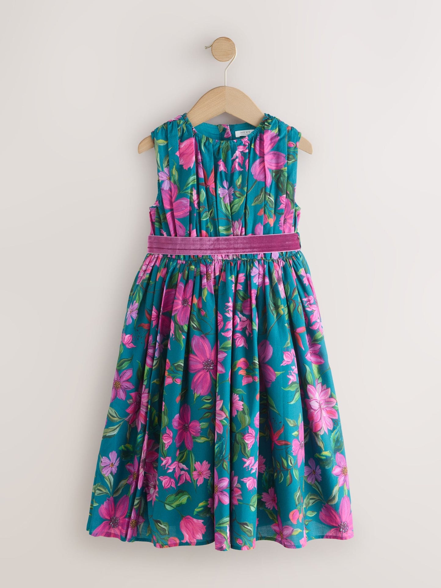 Teal Blue Floral Print Prom Dress (3-14yrs) image 5