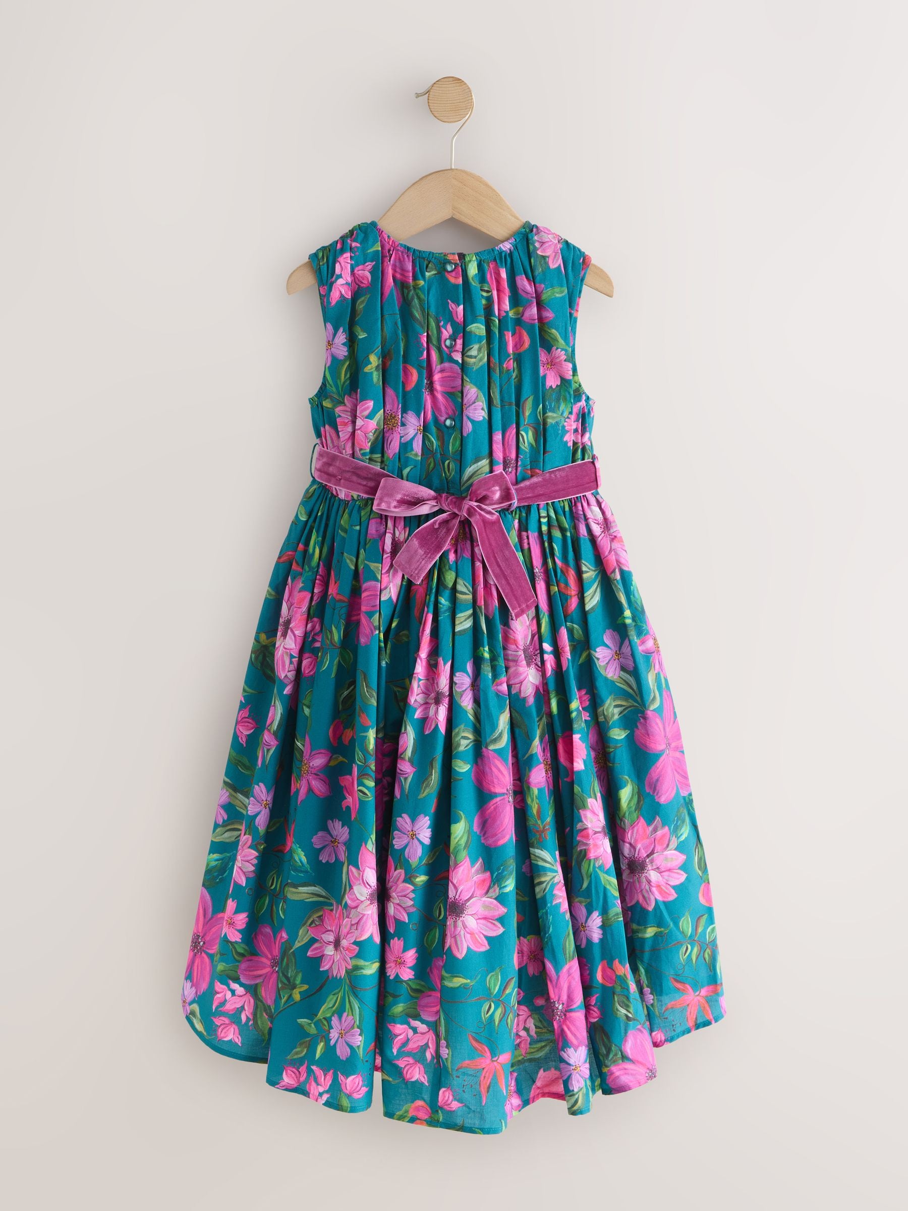 Teal Blue Floral Print Prom Dress (3-14yrs) image 6