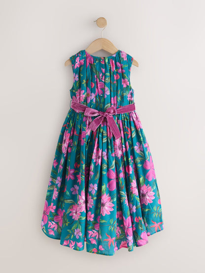 Teal Blue Floral Print Prom Dress (3-14yrs) image 6