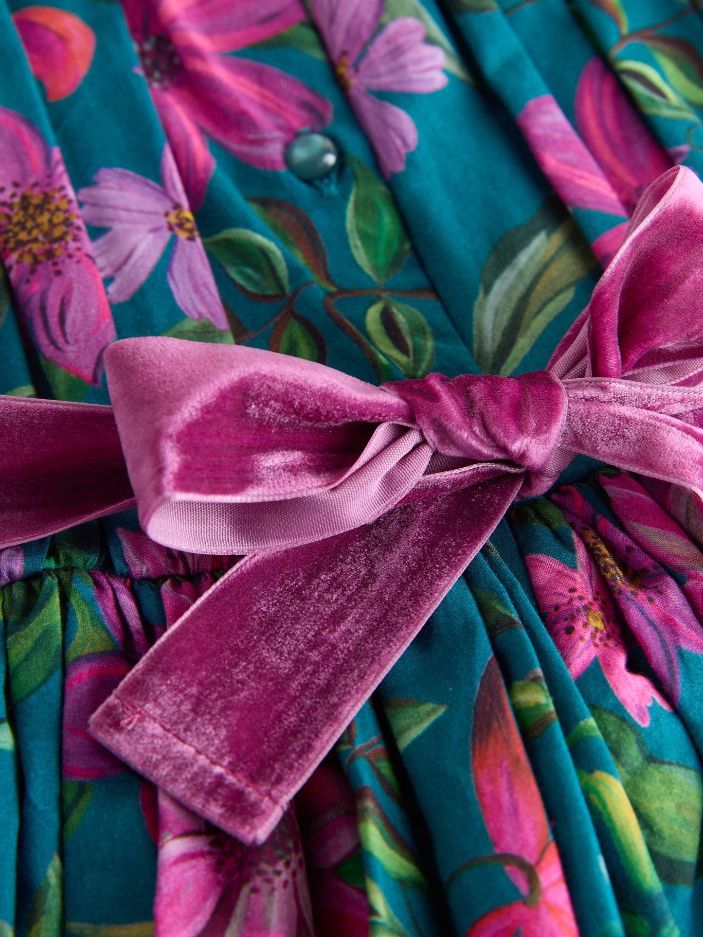 Teal Blue Floral Print Prom Dress (3-14yrs) image 7