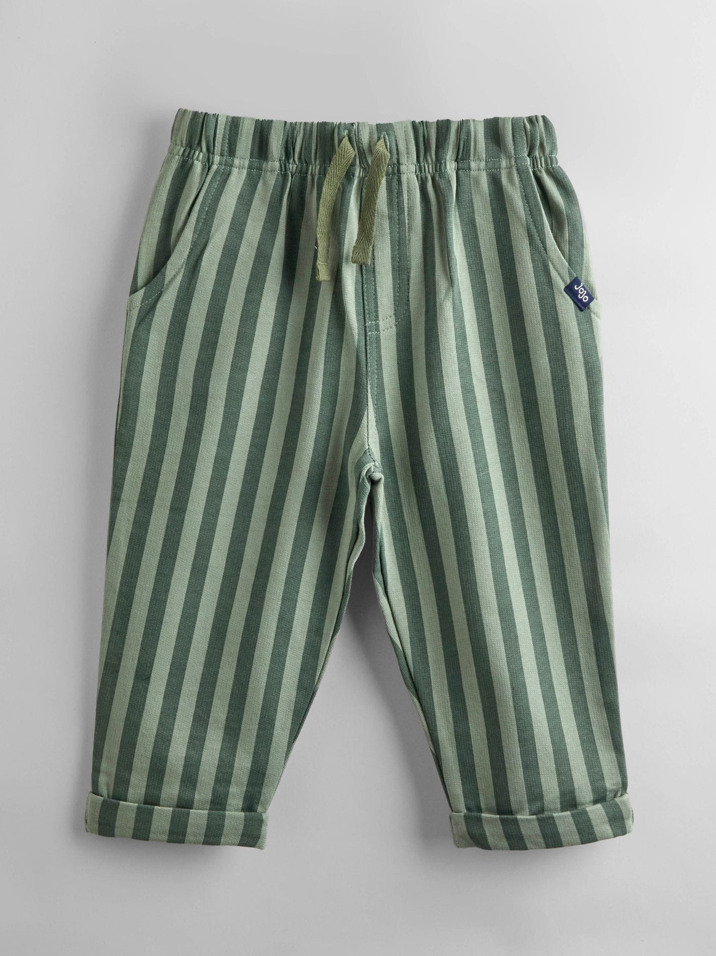 JoJo Maman Bébé Khaki Green Stripe & Khaki 2-Pack Stripe & Plain Joggers image 6
