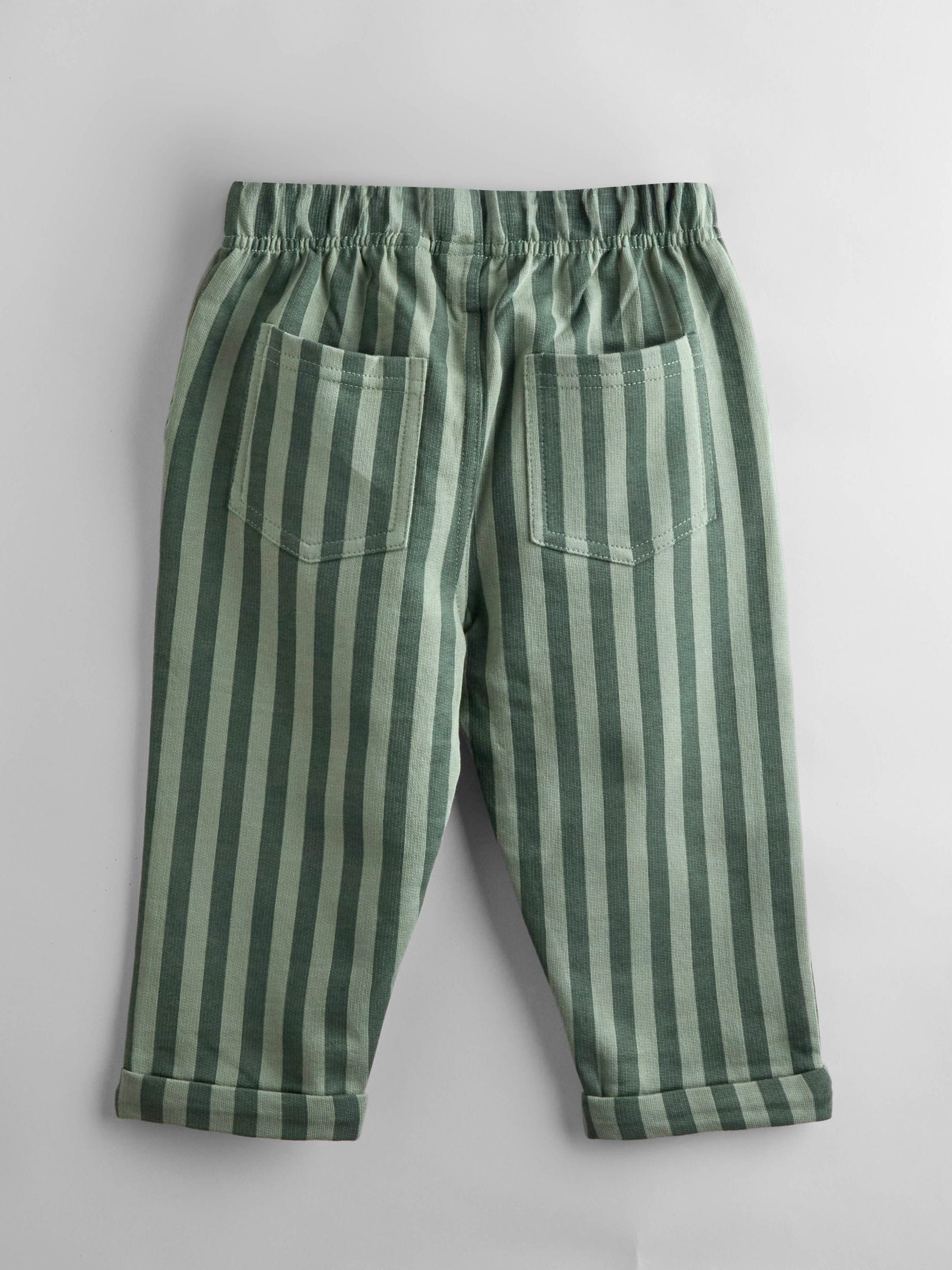 JoJo Maman Bébé Khaki Green Stripe & Khaki 2-Pack Stripe & Plain Joggers image 8