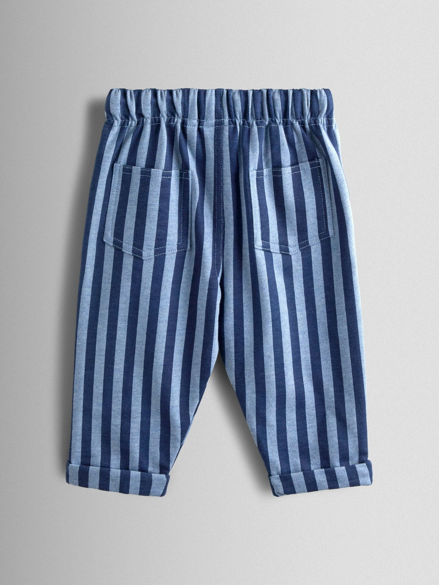 JoJo Maman Bébé Navy Blue 2-Pack Stripe & Plain Joggers image 4