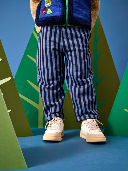 JoJo Maman Bébé Navy Blue 2-Pack Stripe & Plain Joggers image 8