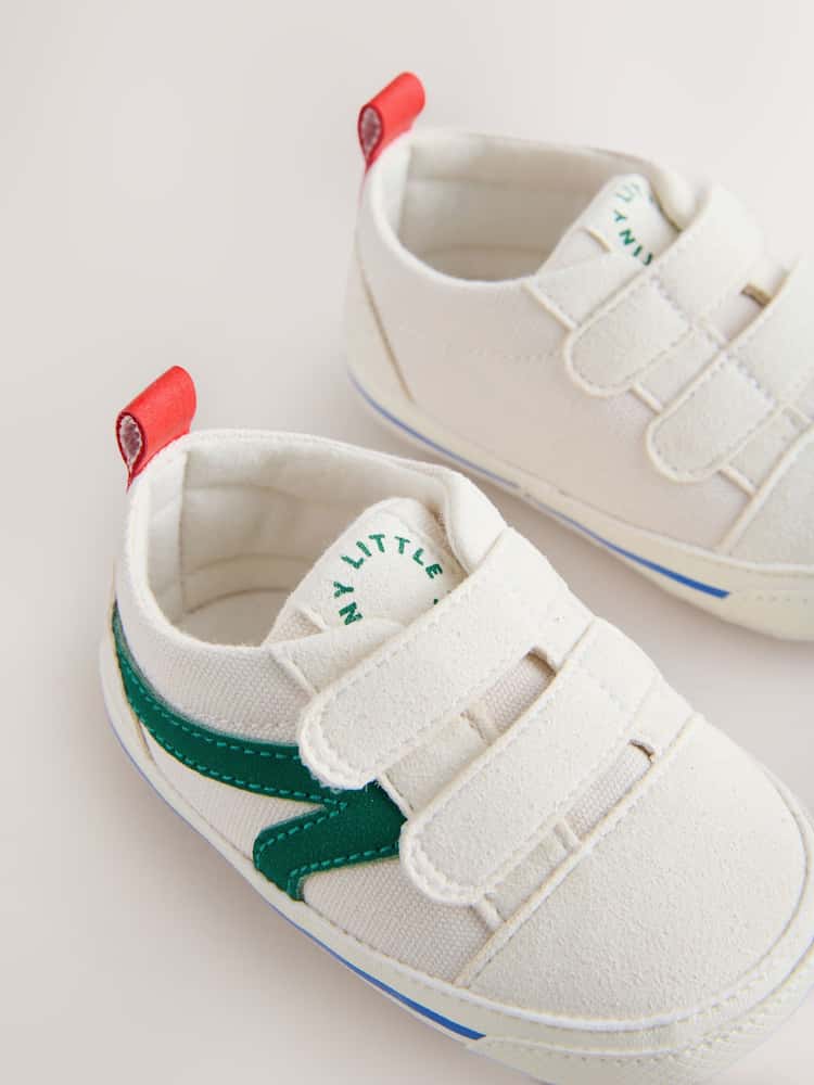 White/Green Touch Fastening Baby Trainers Immediate