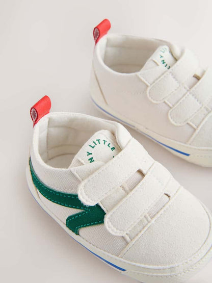 White/Green Touch Fastening Baby Trainers Immediate