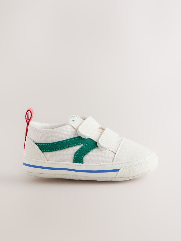 White/Green Touch Fastening Baby Trainers Immediate