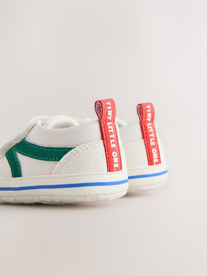 White/Green Touch Fastening Baby Trainers Immediate
