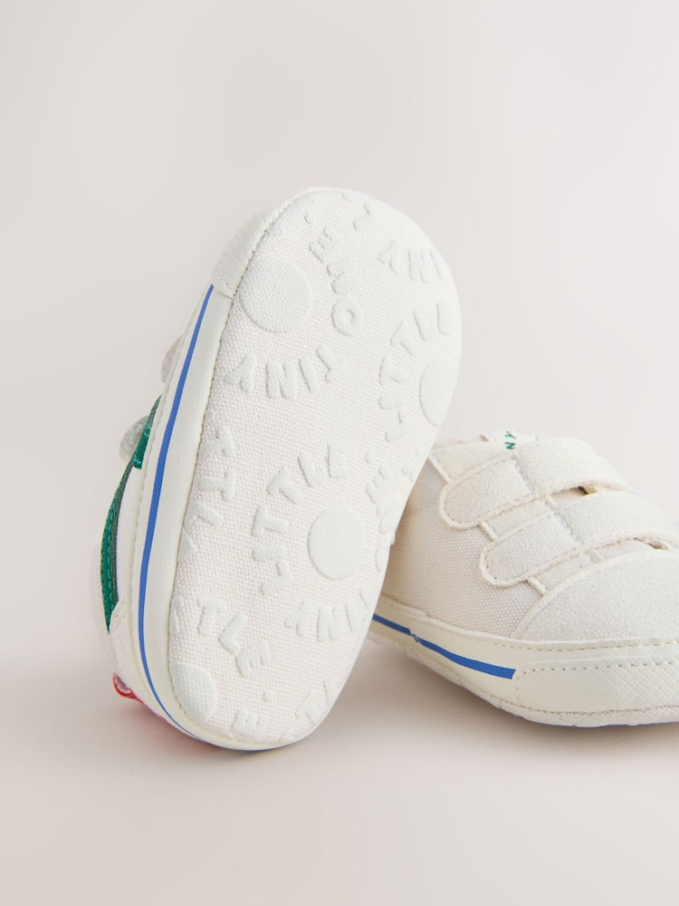 White/Green Touch Fastening Baby Trainers Immediate