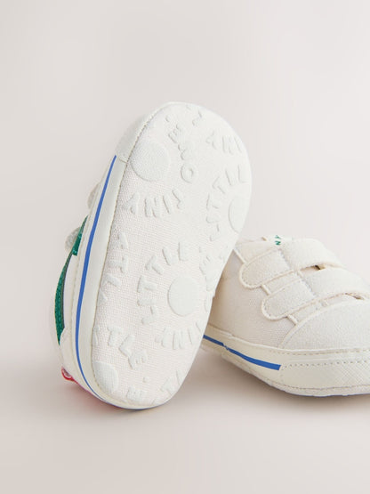 White/Green Touch Fastening Baby Trainers Immediate