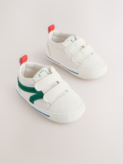 White/Green Touch Fastening Baby Trainers Immediate