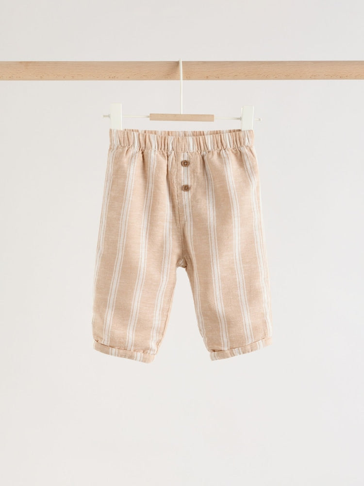 White/Orange Stripe Shirt and Trousers Baby Set (0mths-3yrs)