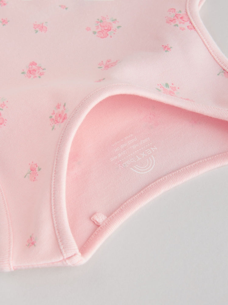 White/Pink 5 Pack Vest Baby Bodysuits