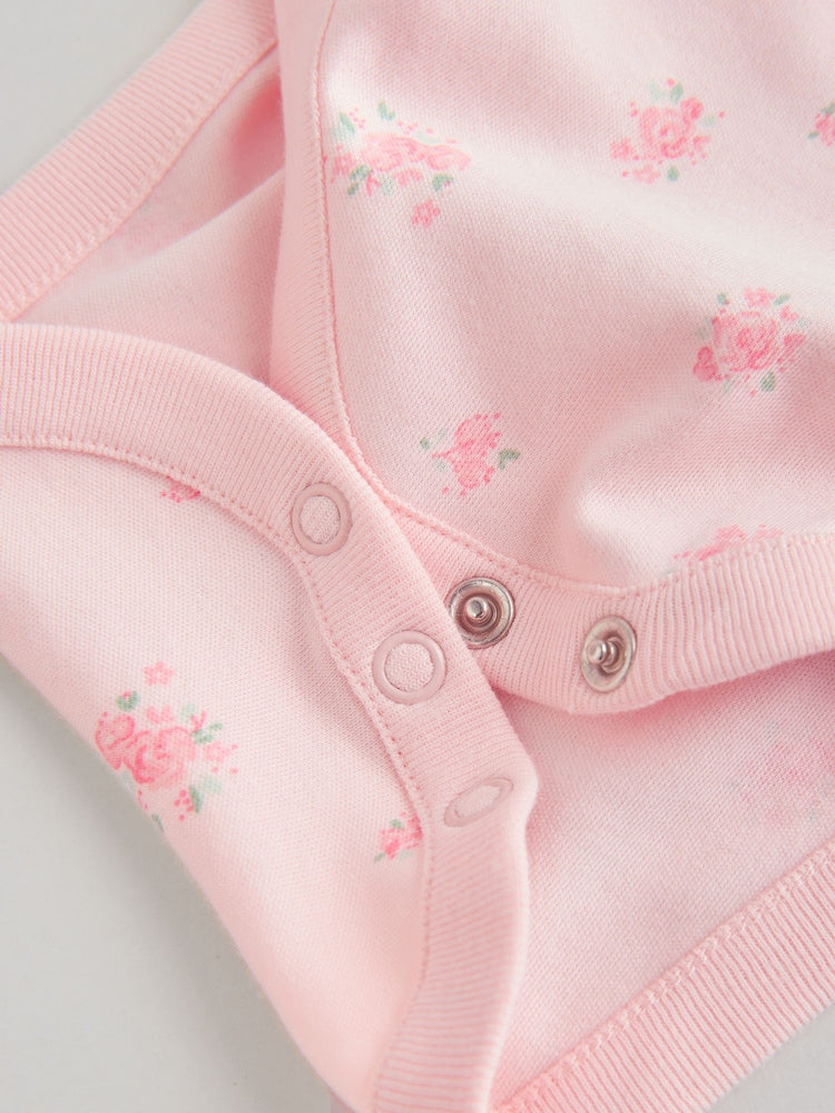 White/Pink 5 Pack Vest Baby Bodysuits