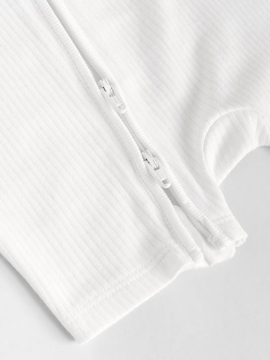 White 3 Pack Two Way Zip Baby 100% Cotton Rompers (0mths-3yrs)