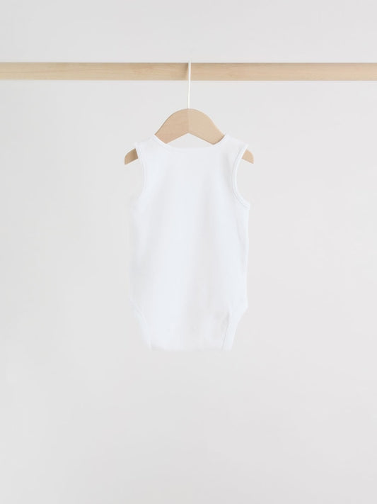 White 5 Pack Baby Vest Bodysuits