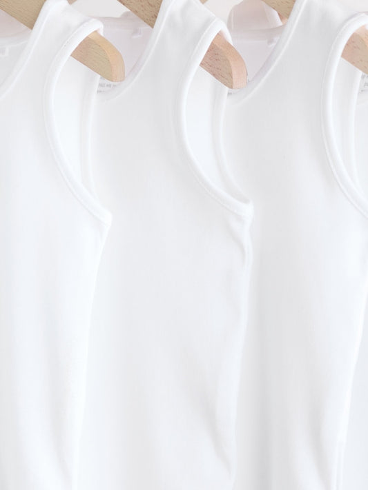 White 5 Pack Baby Vest Bodysuits