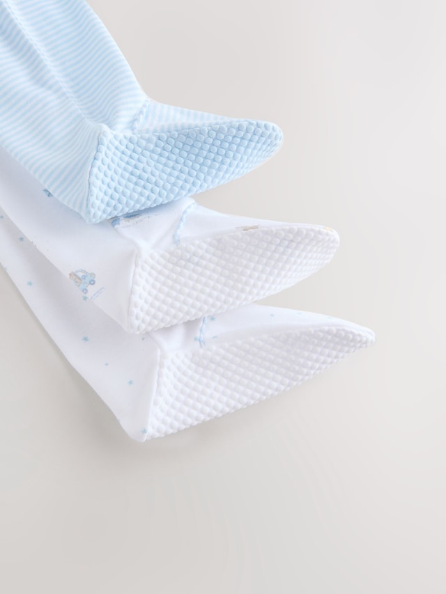 White Baby Sleepsuits 3 Pack Immediate