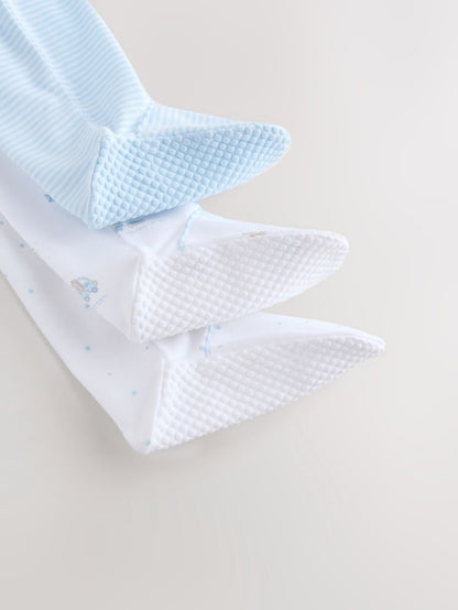 White Baby Sleepsuits 3 Pack Immediate