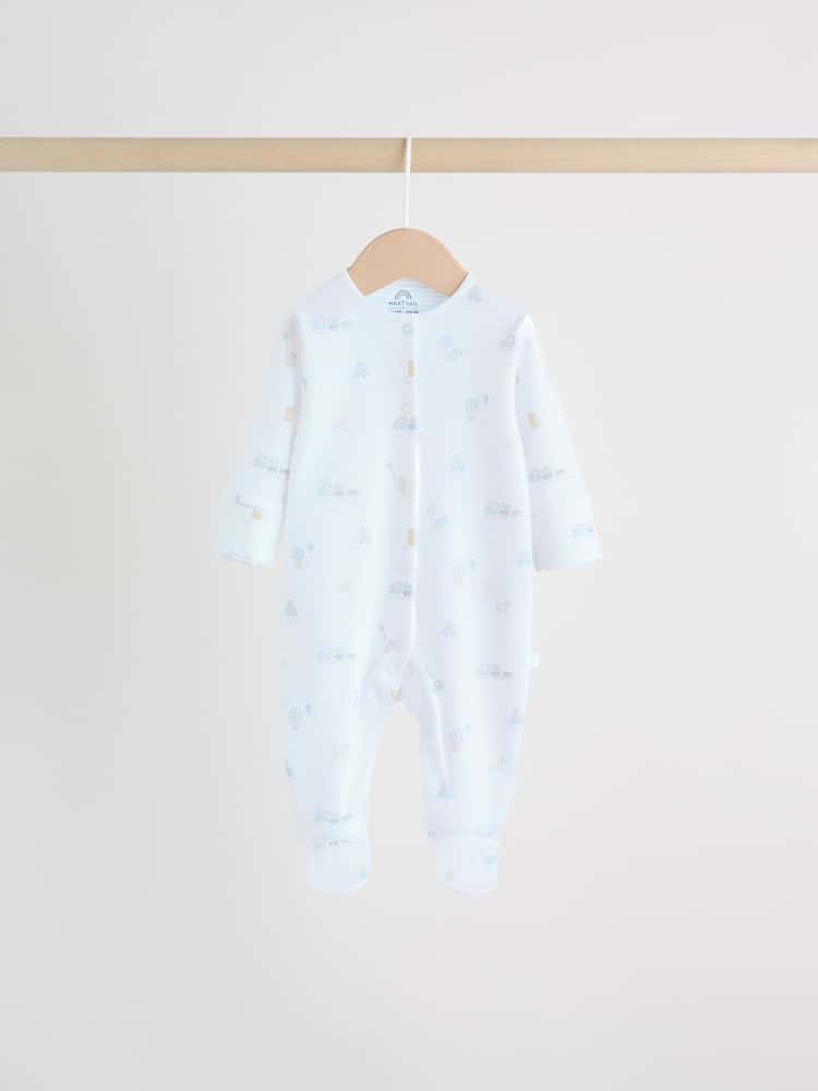 White Baby Sleepsuits 3 Pack Immediate