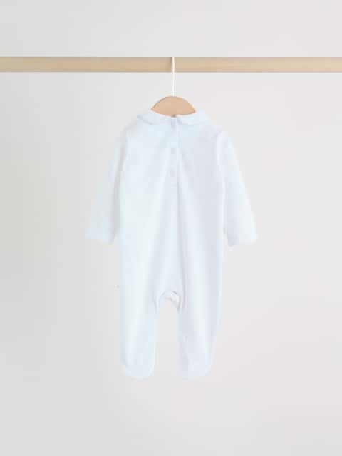 White Baby Sleepsuits 3 Pack Immediate