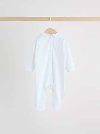 White Baby Sleepsuits 3 Pack Immediate
