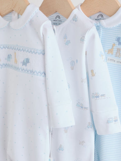 White Baby Sleepsuits 3 Pack Immediate