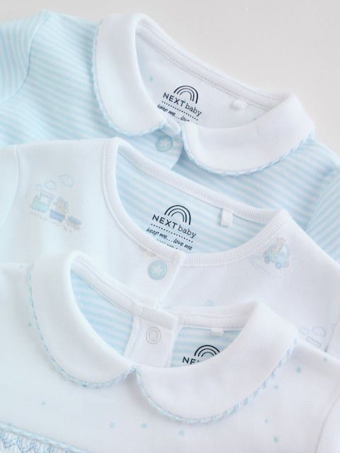 White Baby Sleepsuits 3 Pack Immediate
