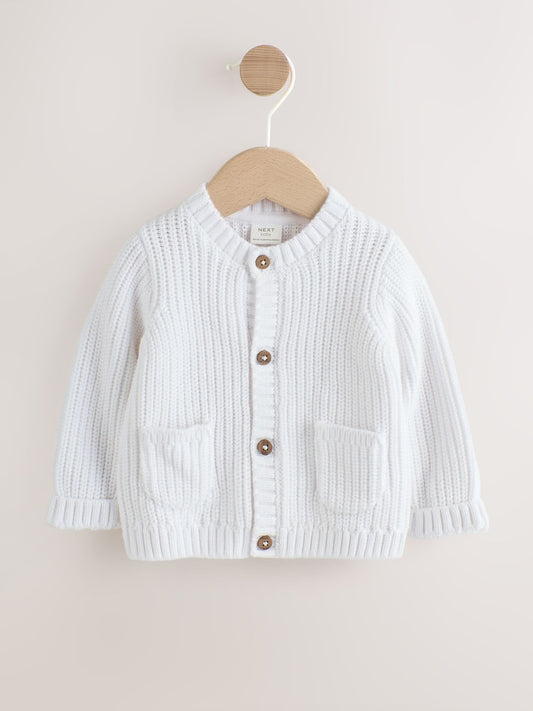White Born In 2026 Baby Cardigan