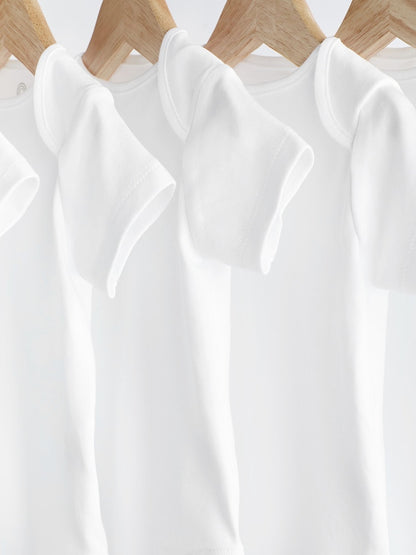 White Essential 5 Pack Short Sleeve Bodysuits