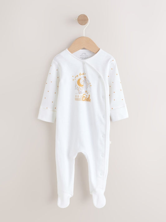 White My First EID Baby Sleepsuit Immediate
