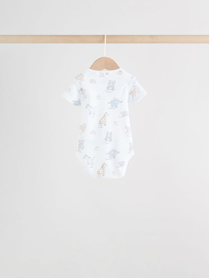 White Short Sleeve Baby Bodysuits 5 Pack
