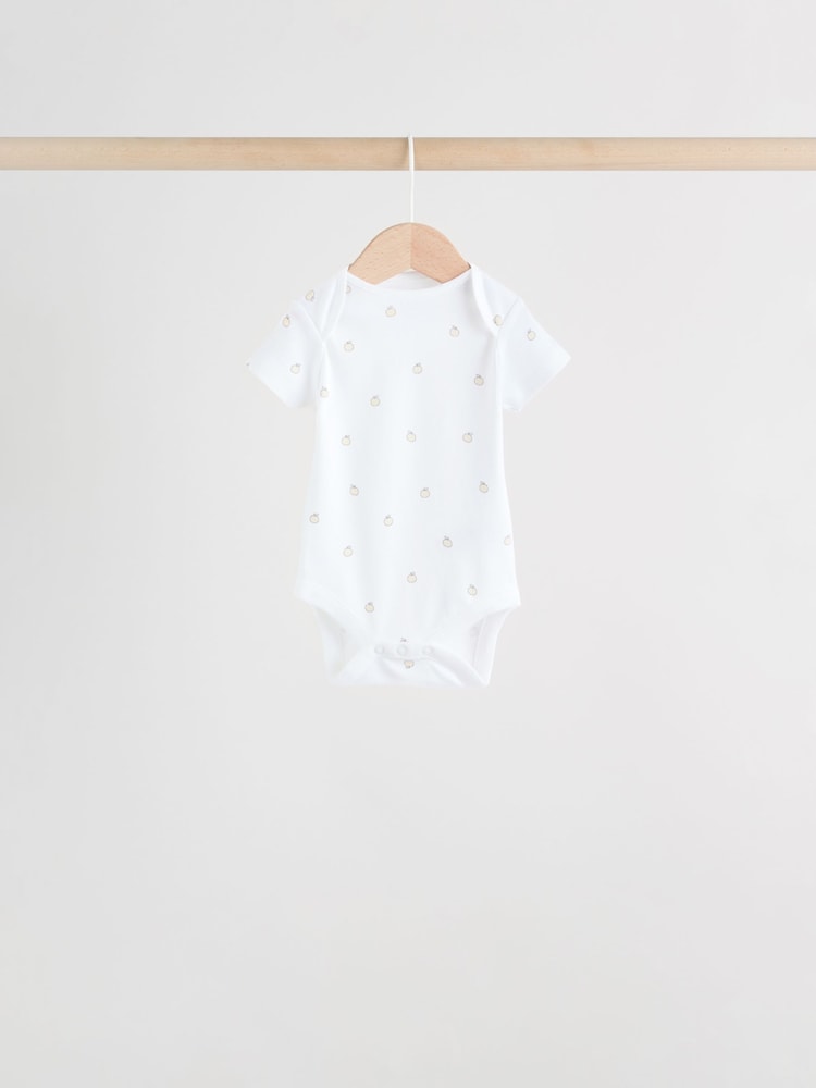 White Short Sleeve Baby Bodysuits 5 Pack