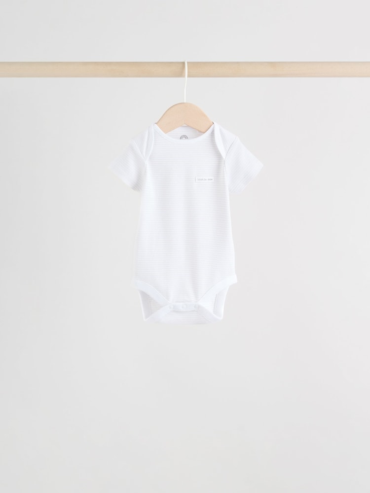 White Short Sleeve Baby Bodysuits 5 Pack