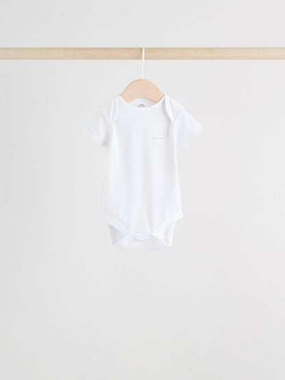 White Short Sleeve Baby Bodysuits 5 Pack