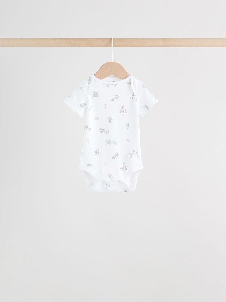 White Short Sleeve Baby Bodysuits 5 Pack