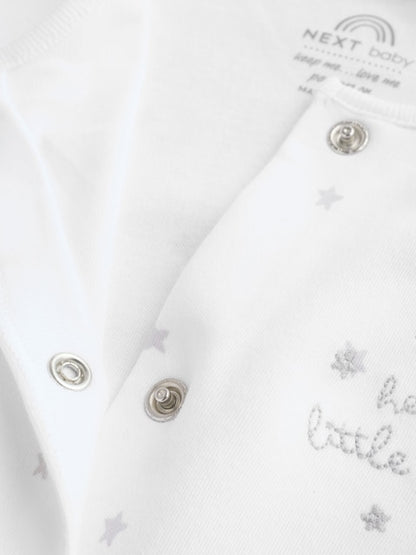 White Sleepsuit, Bodysuit, Hat and Bib Set 4 Piece Immediate