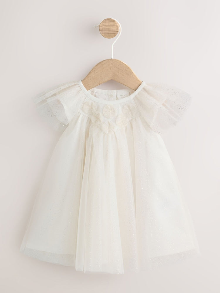 White Sparkle Baby Mesh Dress (0mths-2yrs)