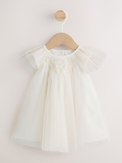 White Sparkle Baby Mesh Dress (0mths-2yrs)