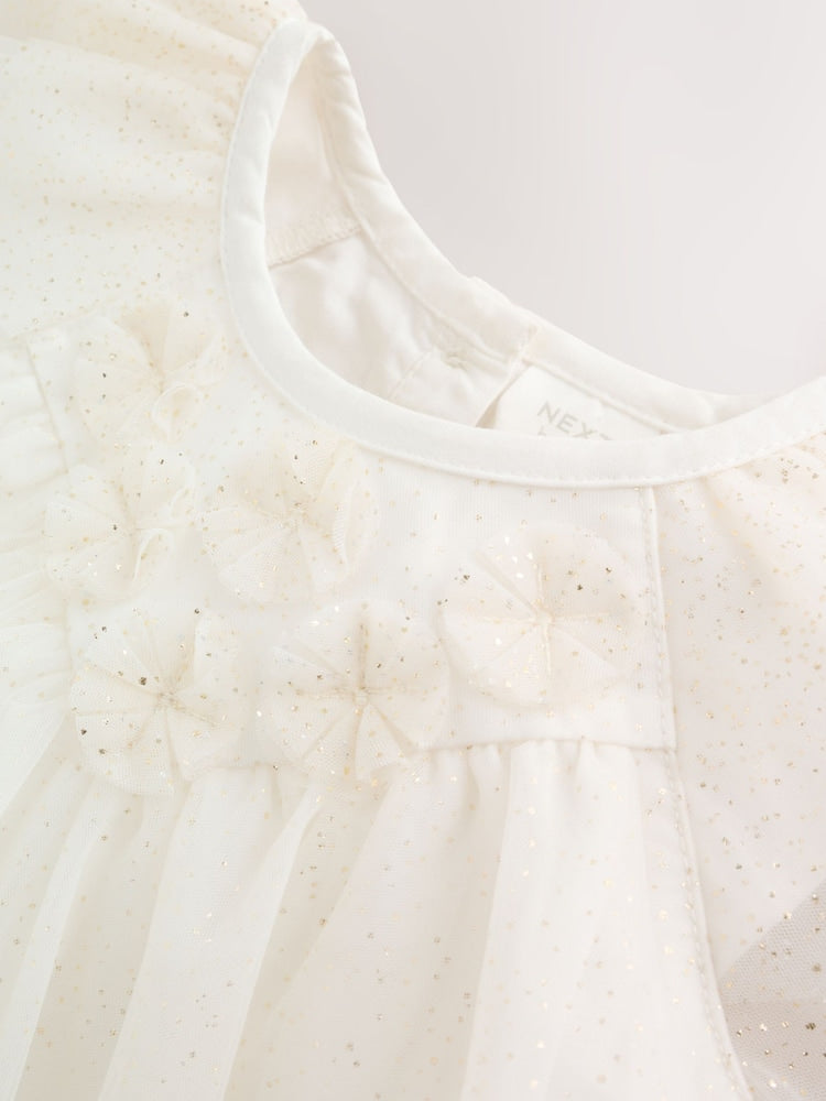 White Sparkle Baby Mesh Dress (0mths-2yrs)
