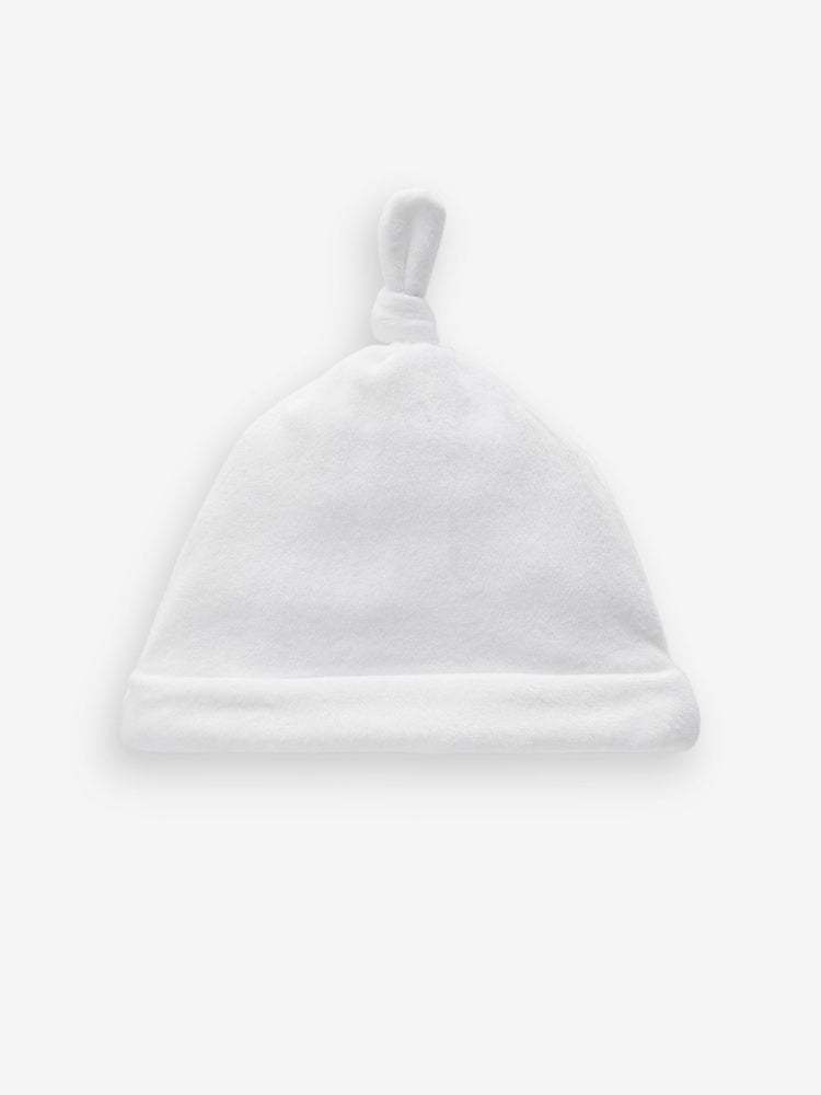 White Velour Baby Tie Top Hats 2 Pack (0-12mths)